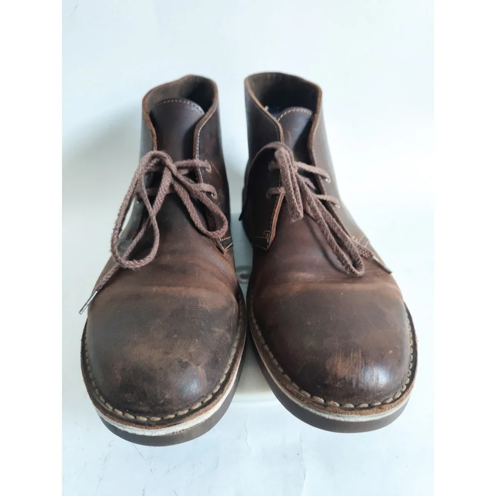 Clarks Chukka Boots 9 Desert Beeswax Bushacre Leather Lace Up Mens Shoes Brown